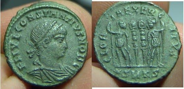 Cyzicus RIC VII 113, S Constantius II AE follis