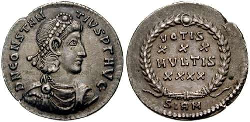 Sirmium RIC VIII 68 Constantius II AR Reduced Siliqua