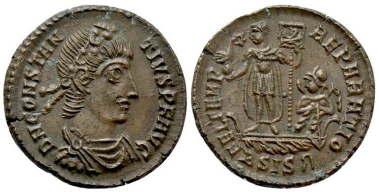 Siscia RIC VIII 243 symbol 2 Constantius II, Siscia, AE follis 2