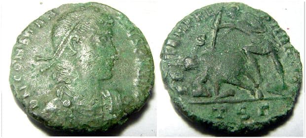 Thessalonica RIC VIII 187 var Constantius II, AE20, Thessalonica