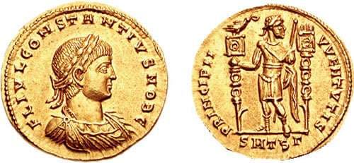 Thessalonica RIC VII 133 Constantius II, as Caesar, AV Solidus