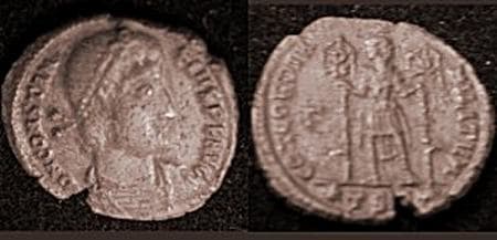 Thessalonica RIC VIII 130 var 1 Constantius II, AE follis