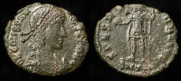 Thessalonica RIC VIII 213 Constantius II, 355-361 AD, Thessalonica, AE follis, D N CONSTANTIVS P F AVG, pearl-diademed,