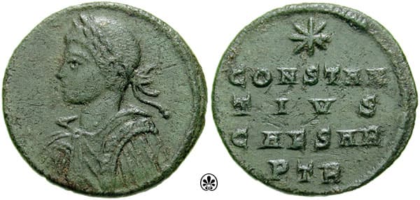 Trier RIC VII 490, P Constantius II, as Caesar, AE Follis