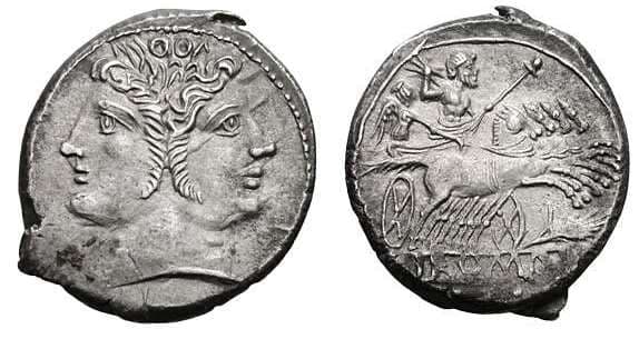 Crawford 42[1] Anonymousi AR Didrachm; Ear of Wheat mark