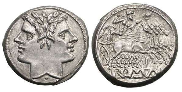 RSC 23a Anonymous AR Quadrigatus or Didrachm