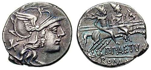 Aelia 3 Sear5 110 P Aelius Paetus Denarius