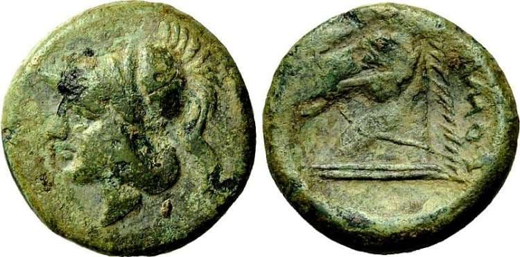 Crawford 17[1c] Roman Republic AE Half unit, Neapolis, after 276 BC, AE 4