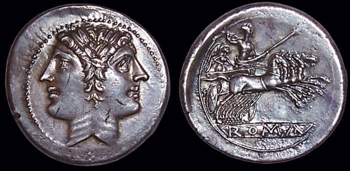 Crawford 29[3] Anonymous AR Didrachm (Quadrigatus)
