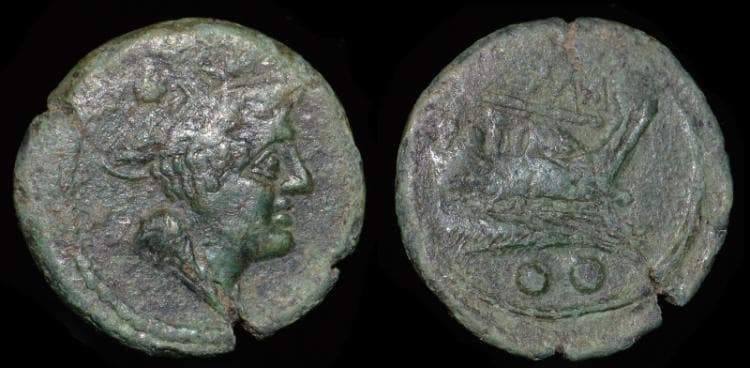 Crawford 106[8a] Roman Republic AE Sextans, 21mm, 4