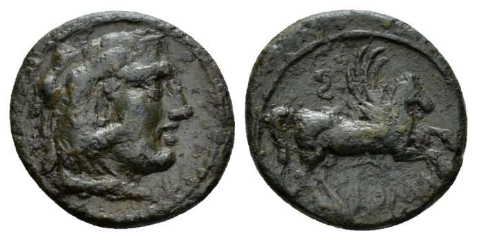 Crawford 27[4] var Luceria, AE17 semiuncia or litra, circa 211-208 BC, 3
