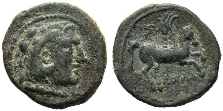 Crawford 27[4] var (2) Luceria, AE18 semiuncia or litra, circa 211-208 BC, 3