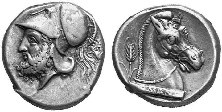 RSC 4 (pre-denarius) Republican coinage, AR Didrachm, 280-212 BC, Metapontum (?)