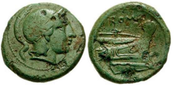 Syd 110 Sear 624 Roman Republic AE 15mm Quartuncia of Triental standard