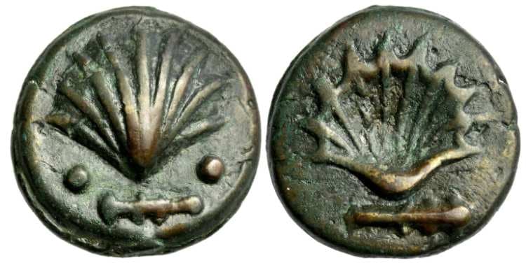 Vecchi 27 Sear 557 Roman Republican AE Sextans ca 230 BC, 36 mm, 50