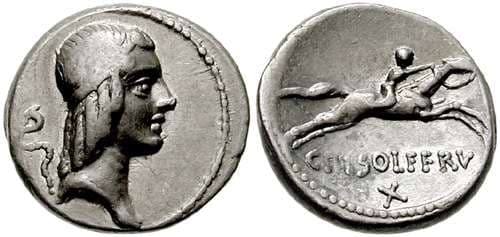 Calpurnia 24e C Piso Lf Frugi Denarius 61 BC