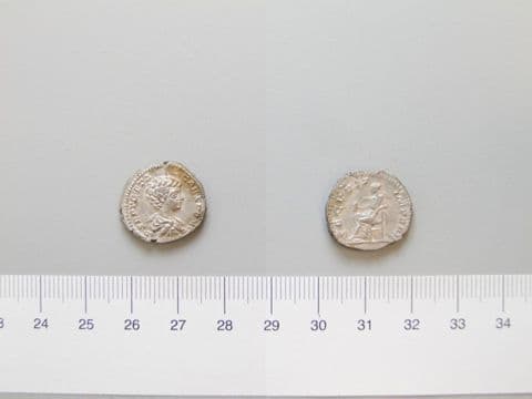 Denarius of Geta Lucius Septimius, Emperor of Rome, from Rome, Yale University Art Gallery, inv. 1938.6000.54