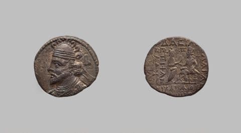 Tetradrachm of Vologases I, Parthian king, from Seleucia ad Tigrim, Yale University Art Gallery, inv. 1938.6000.46