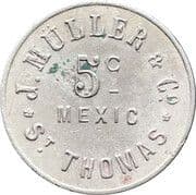 5 Cents - J. Müller and Co. (St. Thomas) - Danish West Indies (1730-1917)