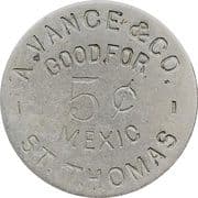 5 Cents - A. Vance & Co. (St. Thomas) - Danish West Indies (1730-1917)