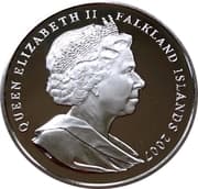 1 Crown - Elizabeth II (Britannia in front of map; Silver Proof Issue) - Falkland Islands