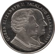 1 Crown - Elizabeth II (Queen Elizabeth II and Prince Philip at Goodwood Races in 1954) - Falkland Islands
