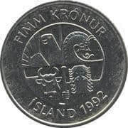 5 Krónur 5 ISK = JPY 6.37