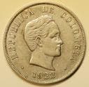 Colombia Silver 50 Centavos 1922 (P) Simon Bolivar