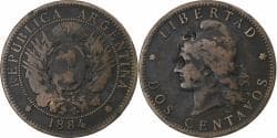 Argentina, 2 Centavos, 1884, Bronze, , KM:33