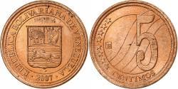 Venezuela, 5 Centimos, 2007, Maracay, Copper Plated Steel, , KM:88