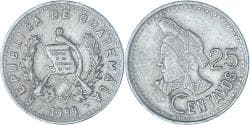 Coin, Guatemala, 25 Centavos, 1989