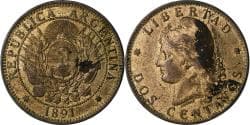 Argentina, 2 Centavos, 1891, Bronze, , KM:33
