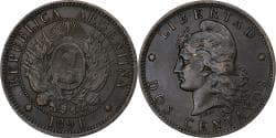 Argentina, 2 Centavos, 1891, Bronze,