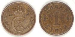 ICELAND - Kingdom, Christian X, 1937 ♥N; GJ, Eyrir, Choice AU
