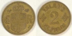ICELAND - Kingdom, Christian X, 1929 ♥N; GJ, 2 Krónur, Extra Fine