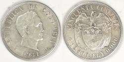 COLOMBIA - Republic, 1934, 50 Centavos, EF / Choice EF