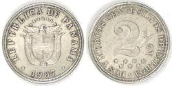 PANAMA - Republic, 1907, 2½ Centesimos, EF / VF