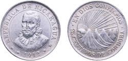 Nicaragua Republic 1912 H 25 Centavos Original luster Silver (.800) (Copper .200) Heaton and Sons / The Mint Birmingham Limit...