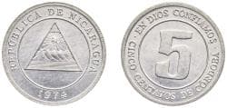 Nicaragua Republic 1974 5 Centavos Aluminium-magnesium (Aluminium 96%, Magnesium 4%) Royal Mint (18000000) 1.5g BU KM 27 Schö...