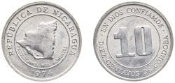Nicaragua Republic 1974 10 Centavos (FAO) Aluminium-magnesium Royal Mint (2000000) 1.3g BU KM 29 Schön 30