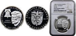 Panama Republic 1988 1 Balboa (J F Kennedy) Silver (50000) 15g NGC PF 67