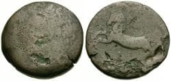 Kings of Numidia. Massinissa - Micipsa (203-118 BC) Muled with Ptolemy? Æ26 / Free Horse
