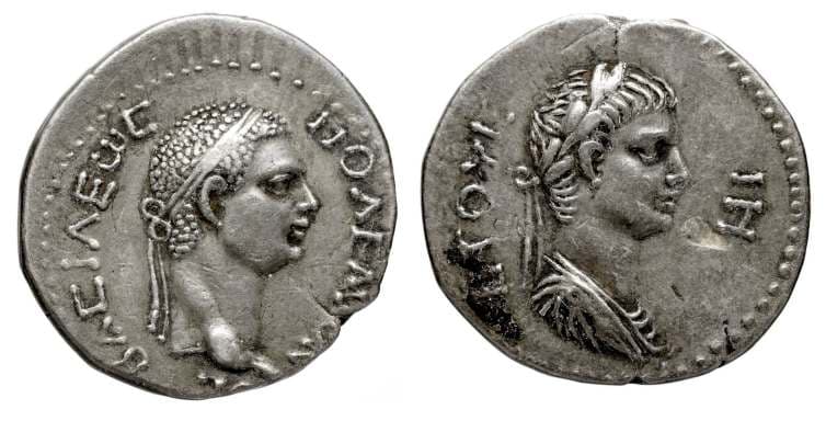 Pontus RPC 3837 Polemo II and Britannicus AR Drachm of the Kingdom of Pontus