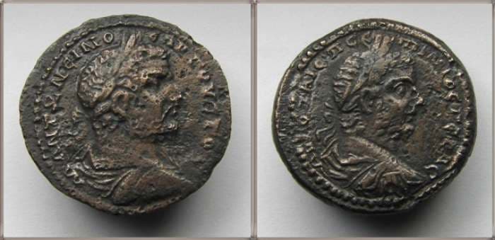 Cyprus Parks 28 Caracalla and Geta AE27 of the Koinon of Cyprus