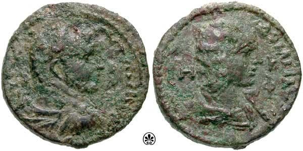 Emesa CNG 64785 Caracalla and Julia Domna AE 23mm of Emesa, Syria