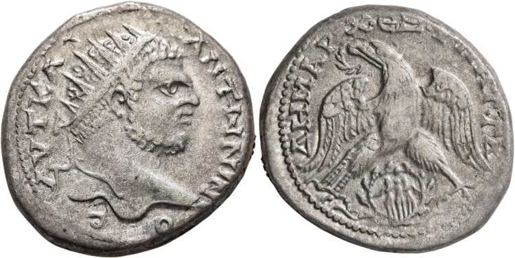 Gadara Prieur 1591 Caracalla, billon tetradrachm of Gadara, Syria