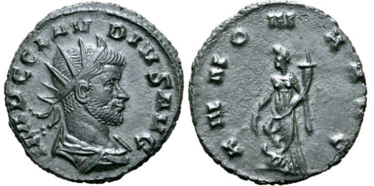 RIC 18 rad,dr,cuir Claudius II antoninianus