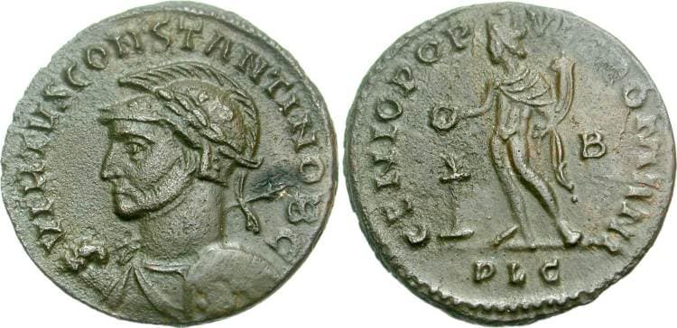 Lyons RIC VI 174, B Constantius I AE follis of Lyons, AD 301-303