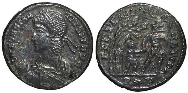 Rome RIC VIII 139 Constantius II, Rome, AE2, D N CONSTAN-TIVS P F AVG, Pearl-diademed, draped, cuirassed bust left, glob