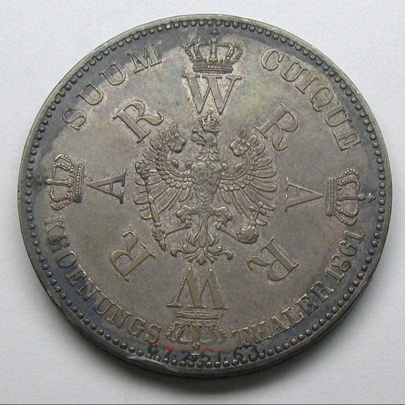 プロイセン戴冠記念銀貨1861年：歴史的背景と市場価値 表面